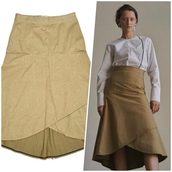 Fabiana PignaWomenPampa Olive Handmade Byas Raw Cut Midi SkirtMedium